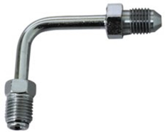 Goodridge Chrome 90-Degree 3/8-24 Inverted Flare Adapter — 3 Inches — 45716