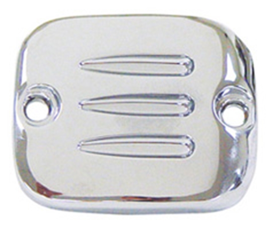 V-FACTOR Front Master Cylinder Reservoir Covers — Chrome Plated 3 Ball Milled Line style Cover — 45486