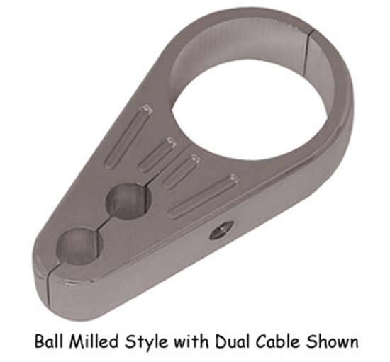 V-FACTOR Chrome Ball-Milled Dual Cable Clamp — 1 Inch Handlebar — 49827