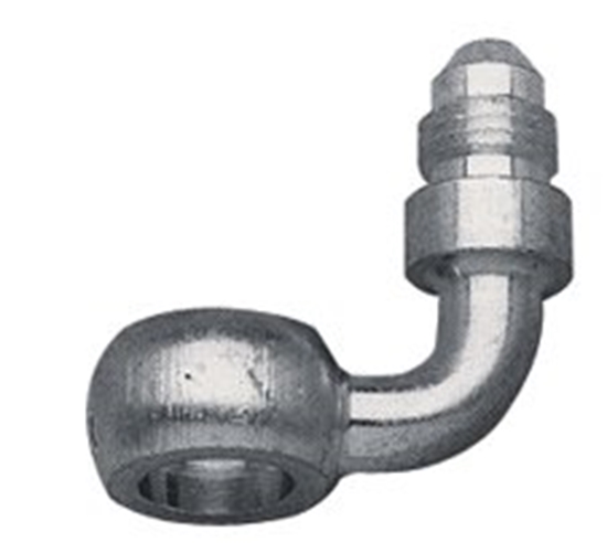 Russell Chrome 90-Degree 10mm Banjo to #3 Brake Hose Adapter — 45550