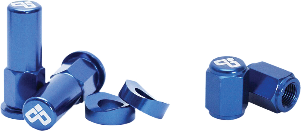 DUBYA Rim Lock Nut & Valve Cap Kit Blue — 68-051D