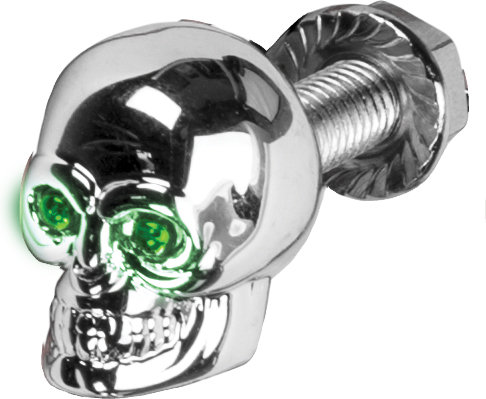 HARDDRIVE Lighted Skull Lic Plate Screw Green