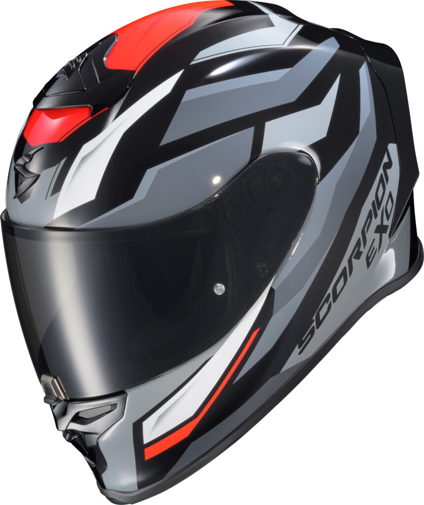SCORPION EXO EXO-R1 AIR RAVEN Full-Face Helmet — Black/Red/Grey