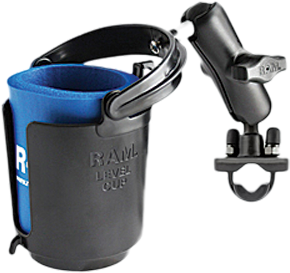 RAM Self-Leveling Cup Holder & Cozy W/Zinc Coated U-Bolt Base
