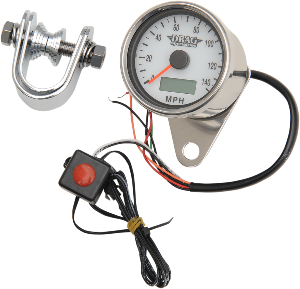 Drag Specialties Programmable Mini Electronic Speedometer With Odometer/Tripmeter - 2.4" - Polished