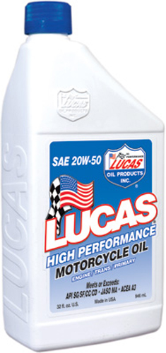 LUCAS High Performance Oil 20W-50 4T 1 Qt (Sold Each)