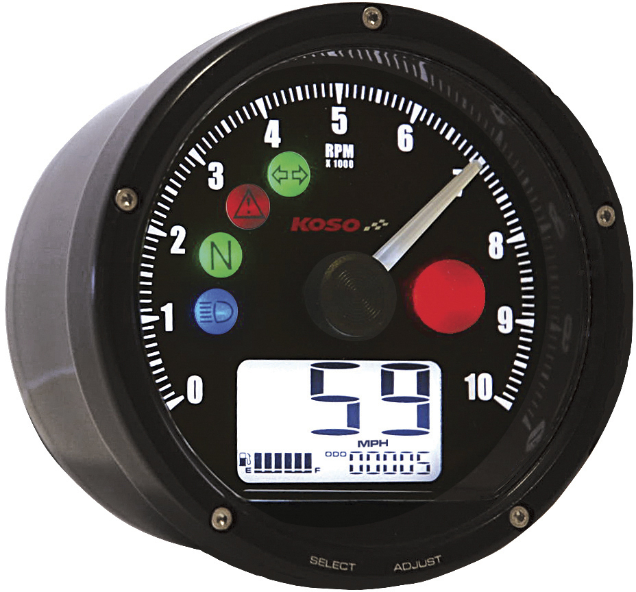 KOSO Tnt-01 Multifunction Speedometer Black — BA035K00-HD