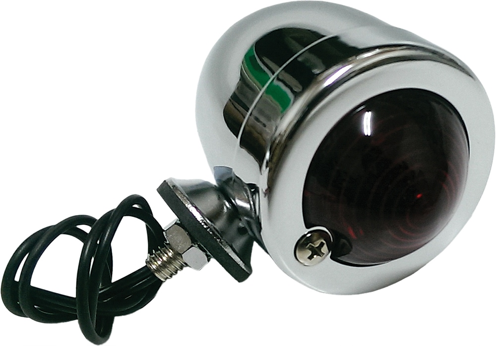 HARDDRIVE Bullet Marker Light Chrome Red Lens Single Filament