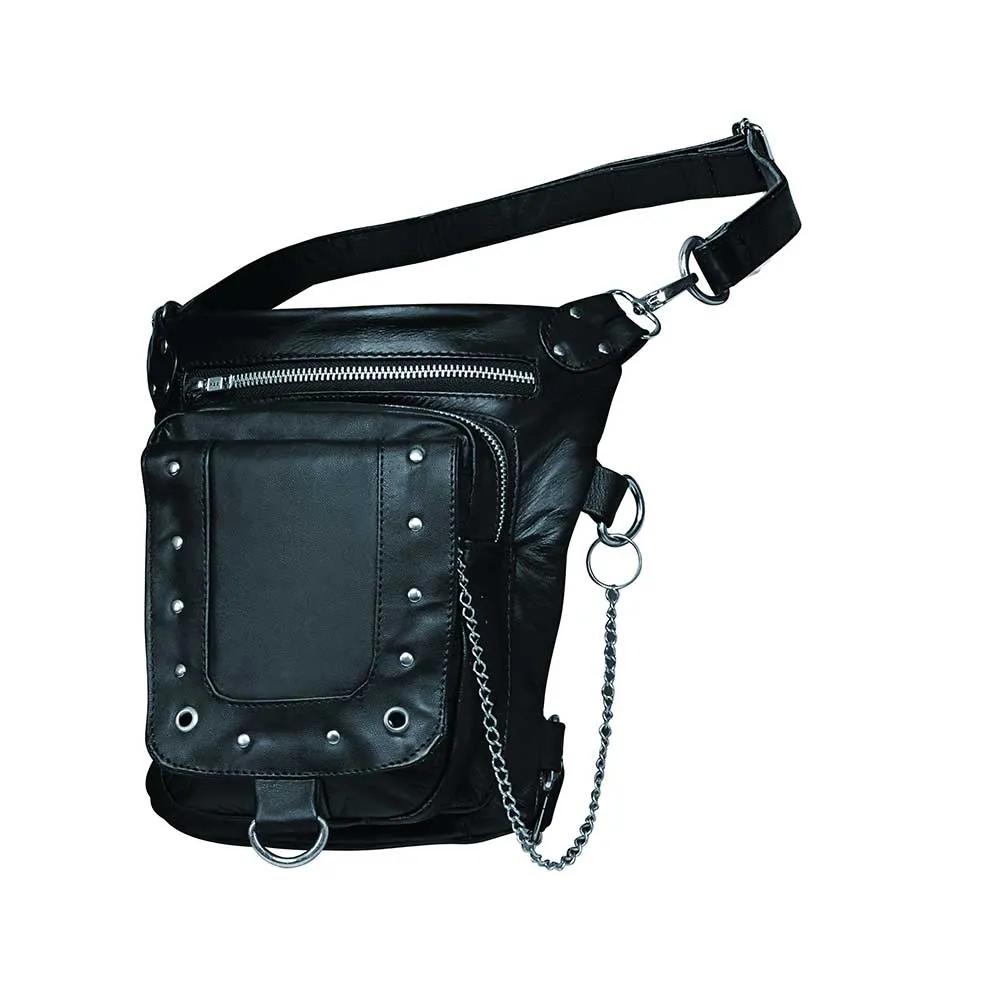 Unik Black Leather Hip and Thigh Bag — 5735.00