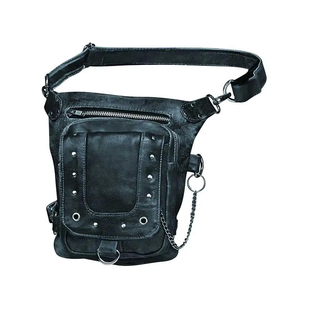 Unik Gray Leather Hip and Thigh Bag — 5735.GY