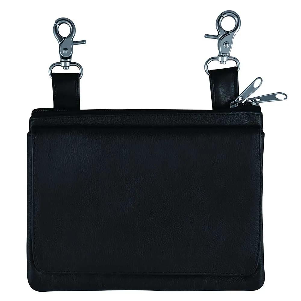 Unik Plain Black Leather Clip-On Bag — 5742.PL