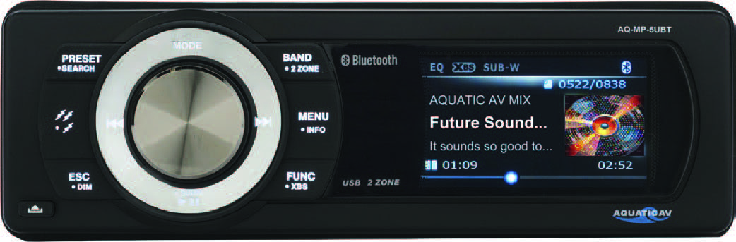 AQUATIC AV Bluetooth USB/Mp3 Media Player Universal Hardwire — AQ-MP-5UBT-S