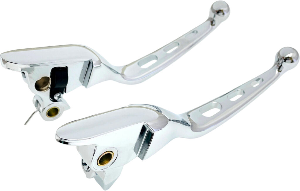 HARDDRIVE 3-Hole Lever Set Chrome FLT 2021–2025 Cable Clutch — 053844