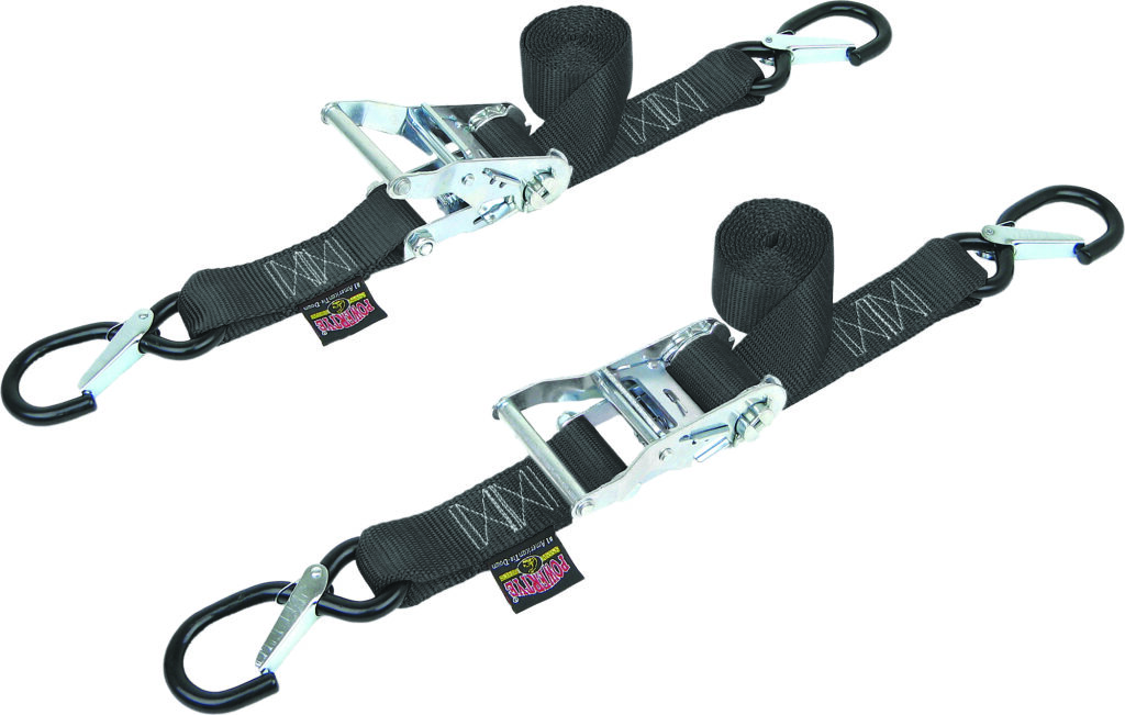 Tie-Down Ratchet Sec Hook 1.5"X6' Black Pair