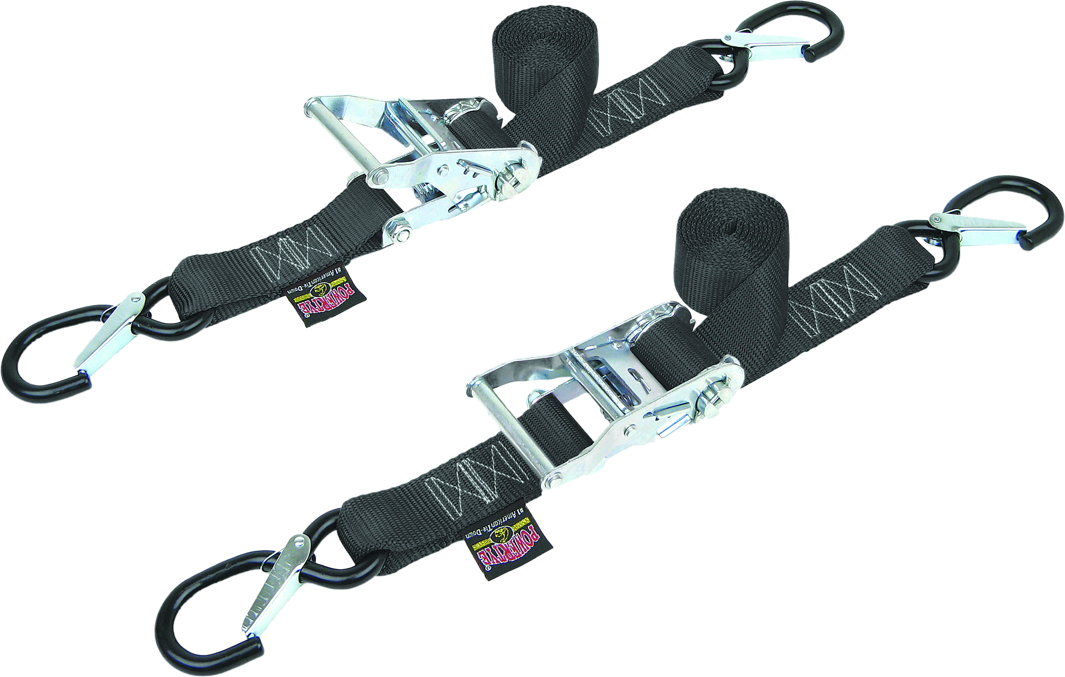 Tie-Down Ratchet Sec Hook 1.5"X6' Black Pair