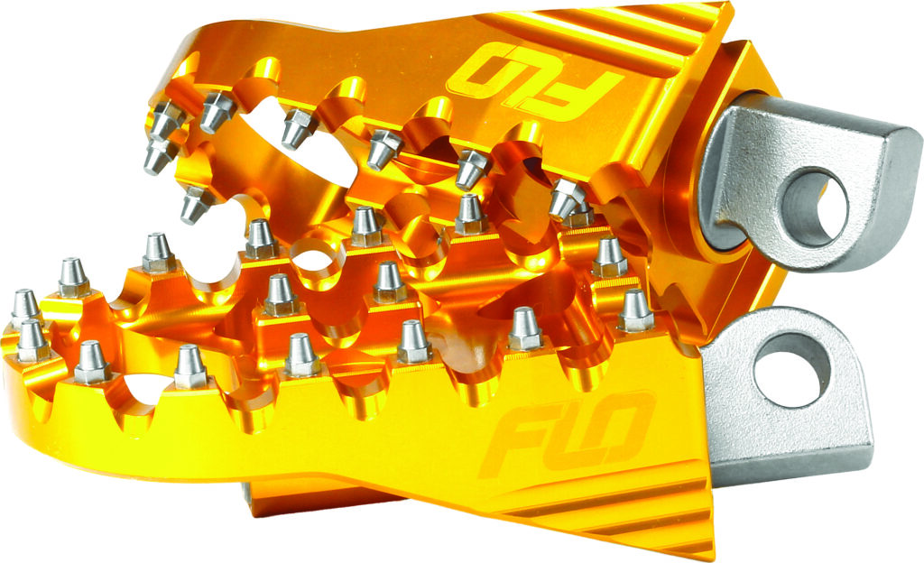 FLO MOTORSPORTS Moto Style Footpeg Set Gold 2"X3.125" — FPEG-800GLD