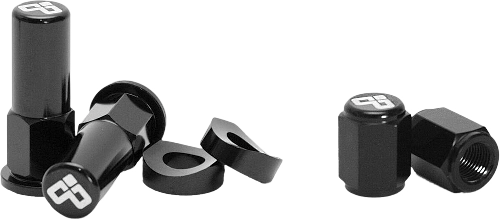 DUBYA Rim Lock Nut & Valve Cap Kit Black — 68-051B