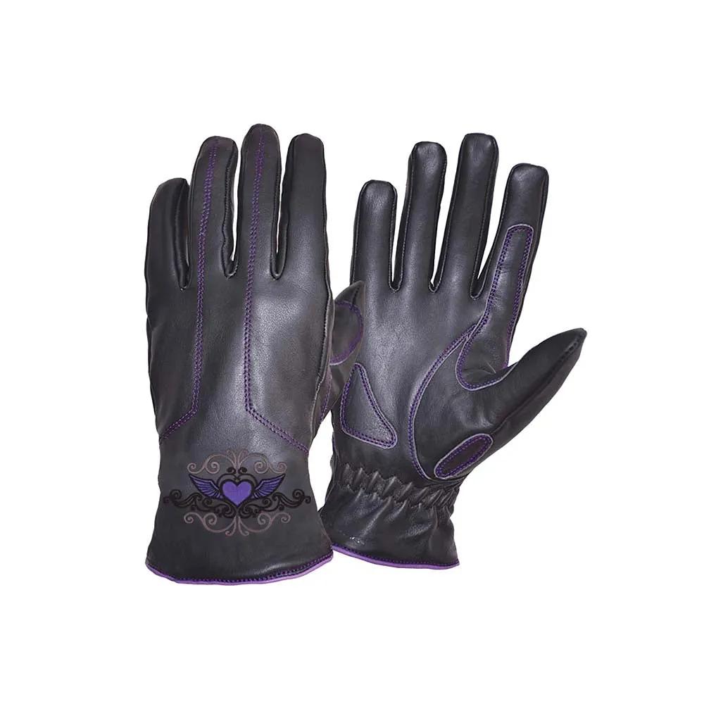 Unik Winged Heart - Women's Leather Motorcycle Gloves