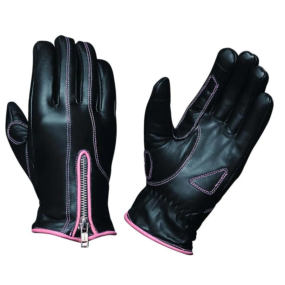 Unik Blush Ride Women's Leather Gloves — Pink Stitching