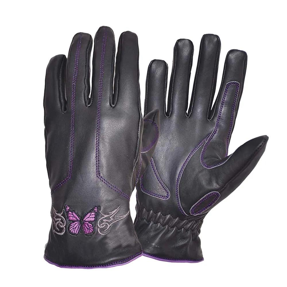 Unik Violet Wing - Women's Leather Motorcycle Gloves