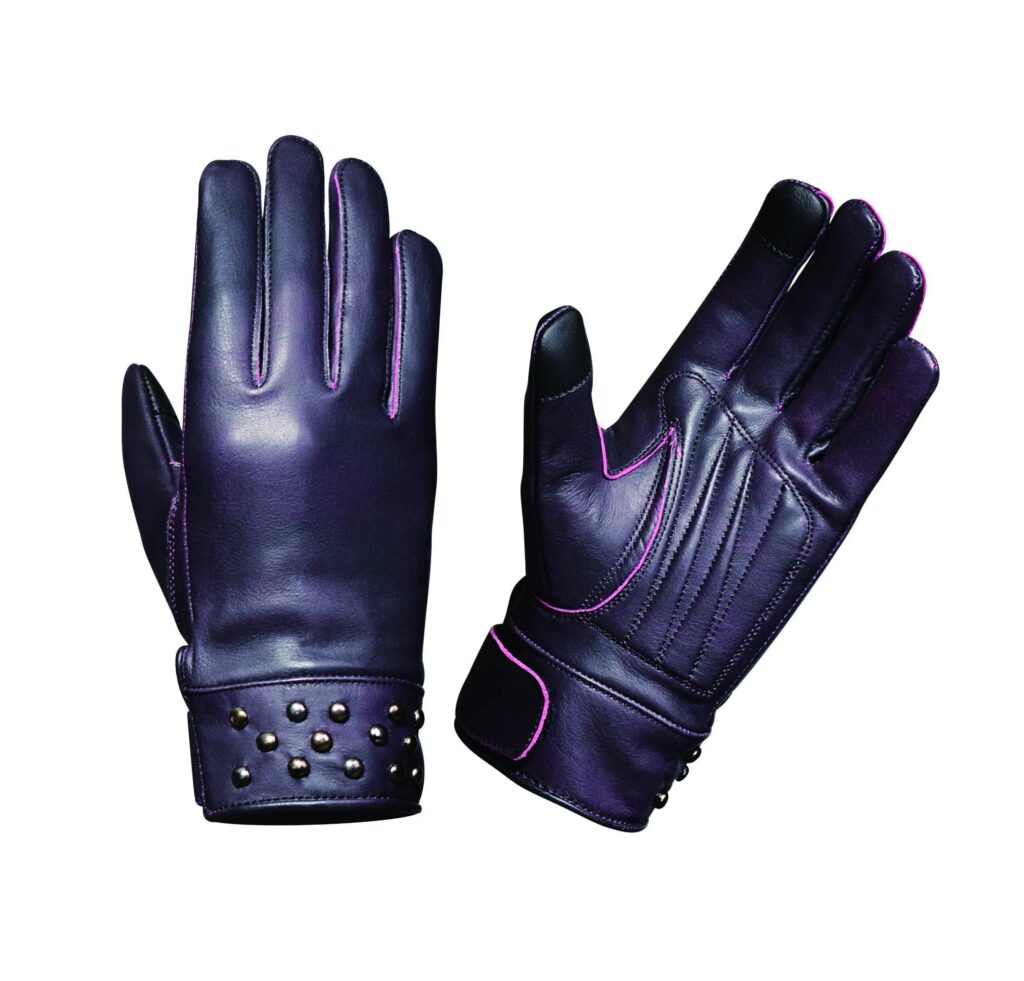 Unik Amethyst Stud - Women's Lambskin Leather Motorcycle Gloves