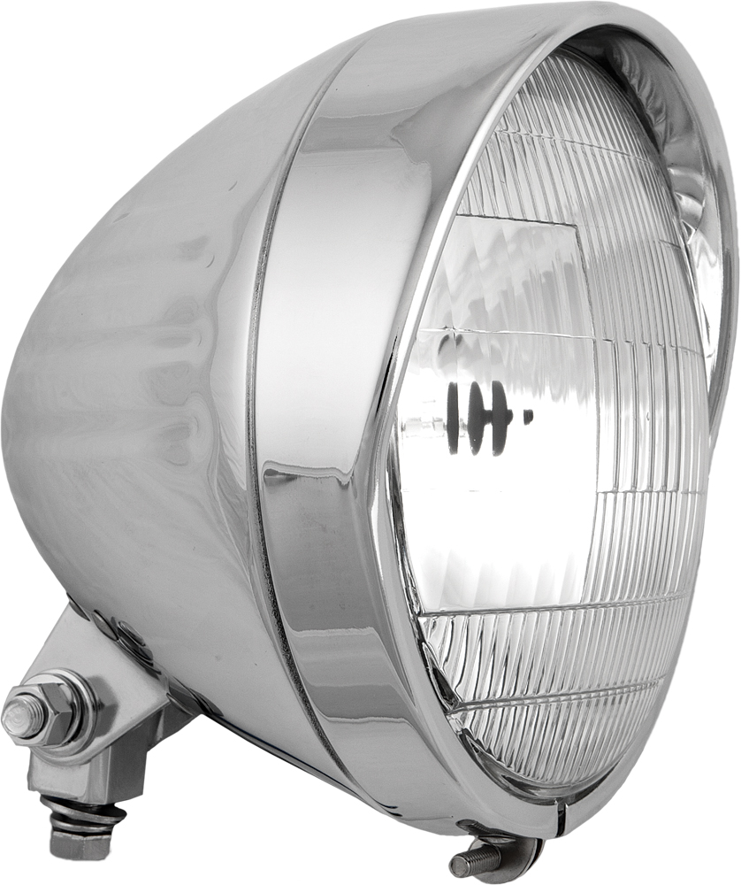 HARDDRIVE 5.75" Headlight Bottom Mount Chrome Grooved with Visor