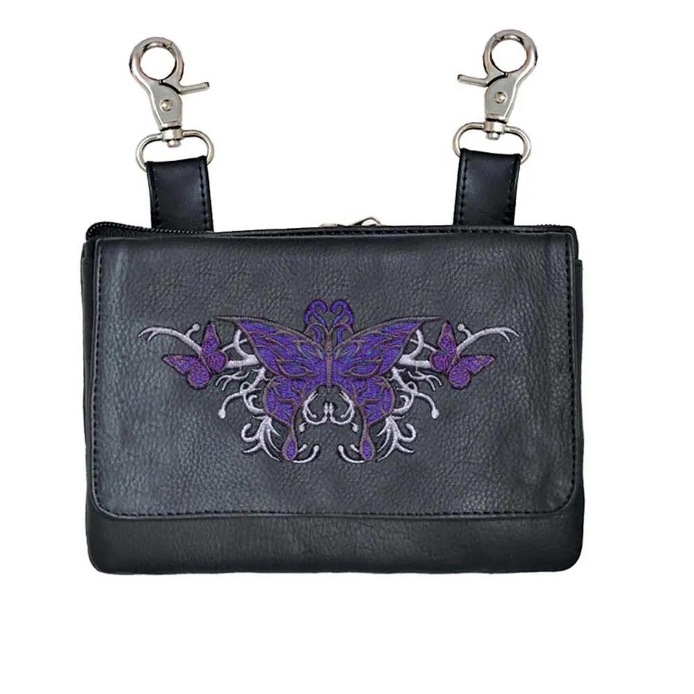 Unik Purple Butterfly Cowhide Clip-On Bag — 9700.17