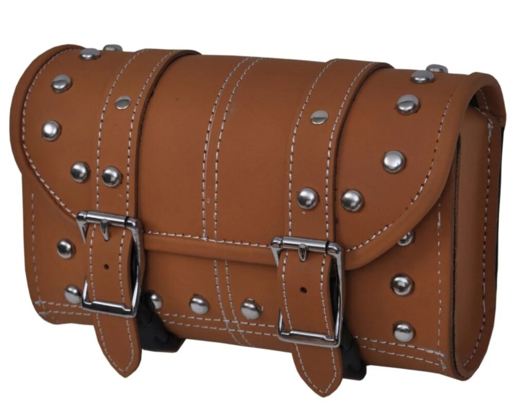 Unik Brown Studded Leather Tool Bag — 9689.SD