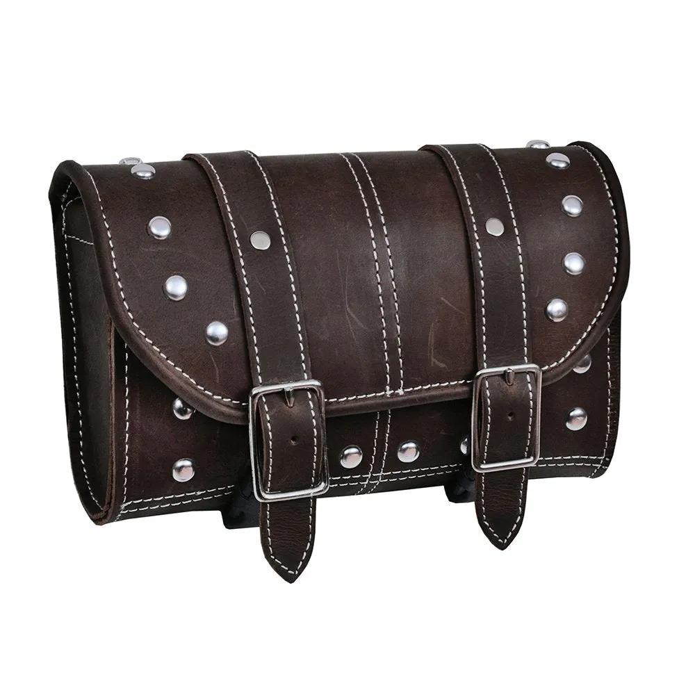 Unik Brown Studded Leather Tool Bag — 9691.SD