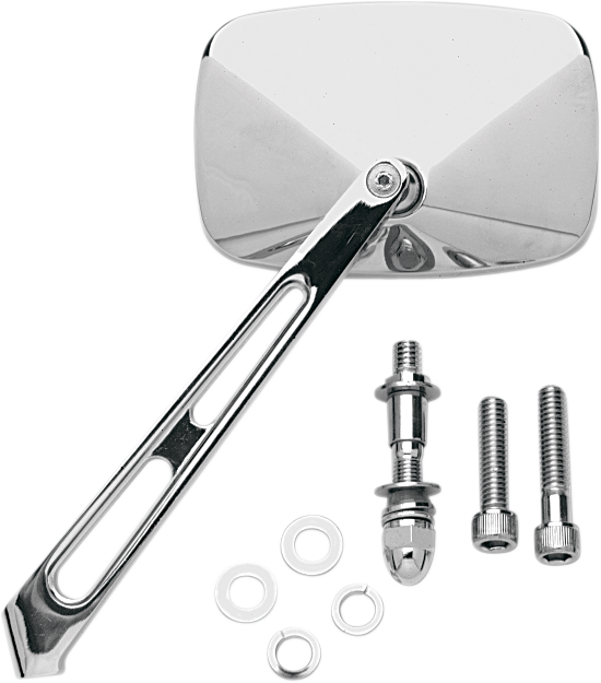 Drag Specialties Mirror with Air Stem - Side View - Rectangle - Chrome - Left/Right - Each