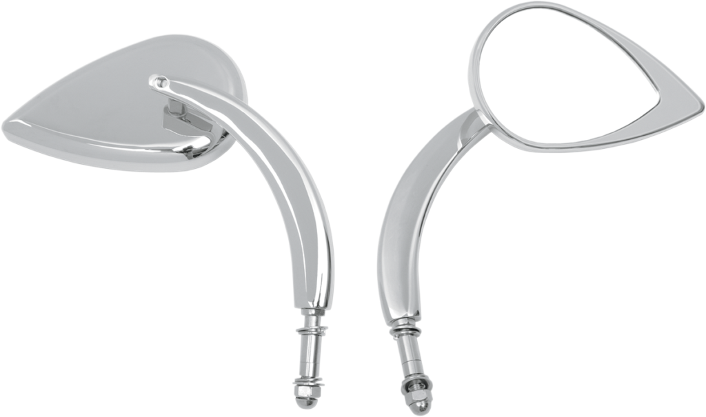 Drag Specialties Mirror - Side View - Teardrop - Chrome - Curved/Long Stem - Each