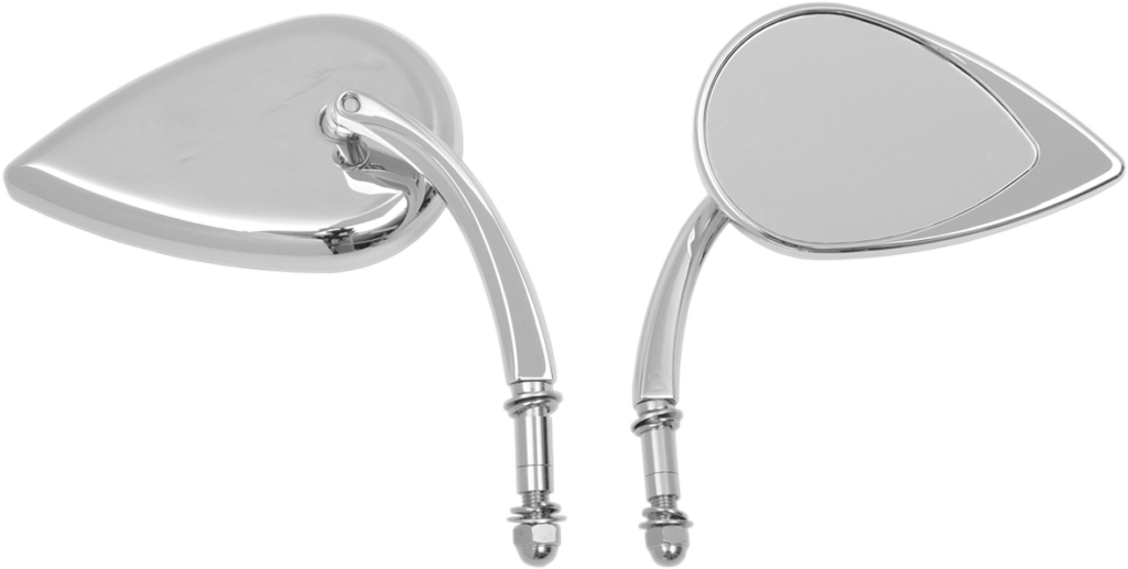 Drag Specialties Mirror - Side View - Teardrop - Chrome - Curved/Short Stem - Each