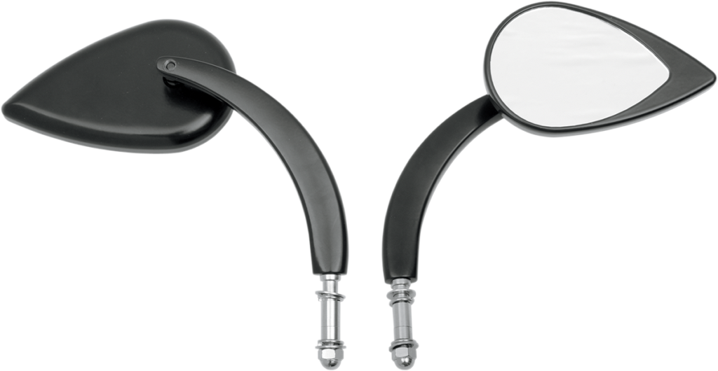 Drag Specialties Mirror - Side View - Teardrop - Black - Curved/Long Stem - Each