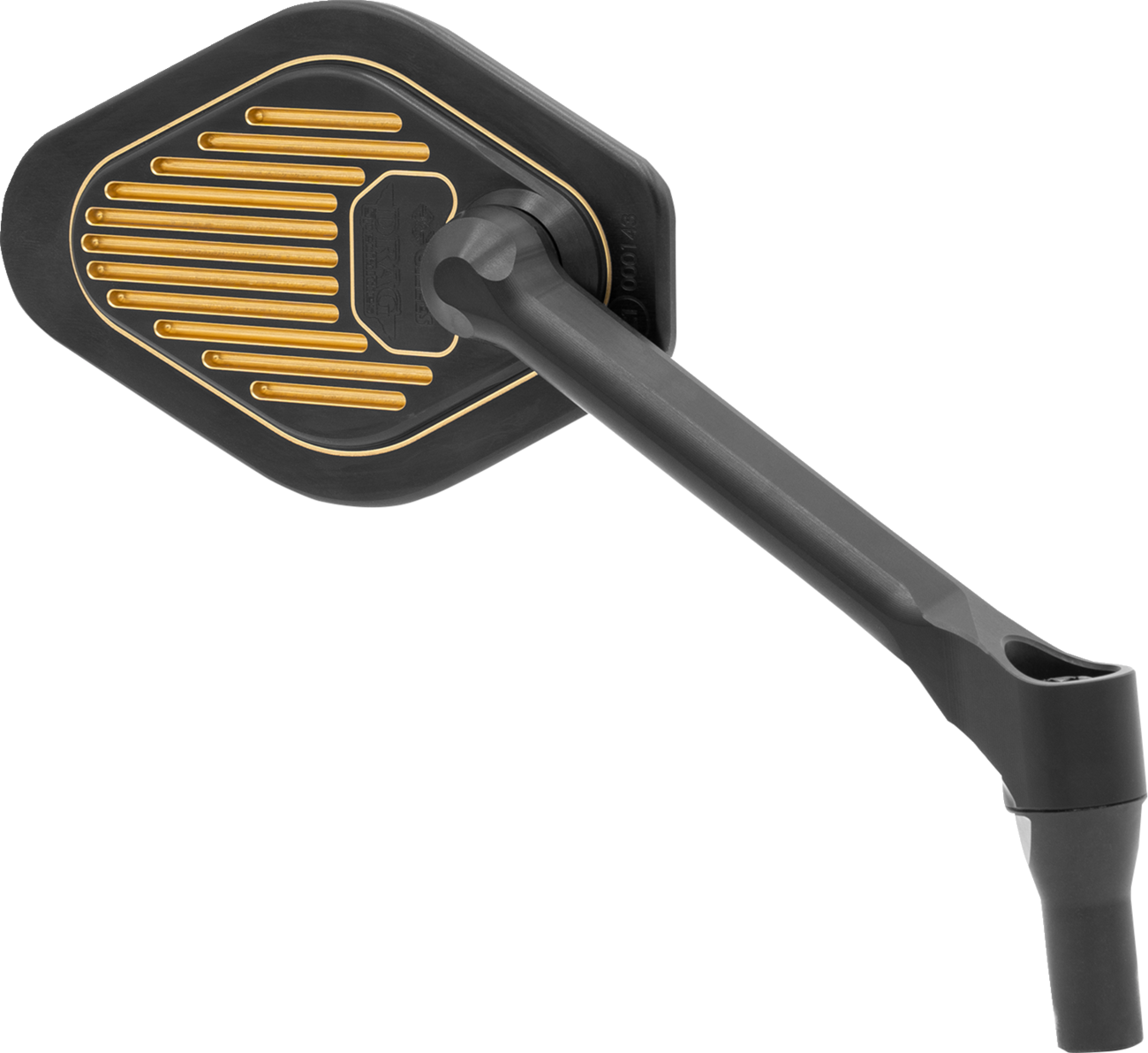 Drag Specialties Mirror - Adjustable - Diamond - Black/Gold - Short Stem - Right