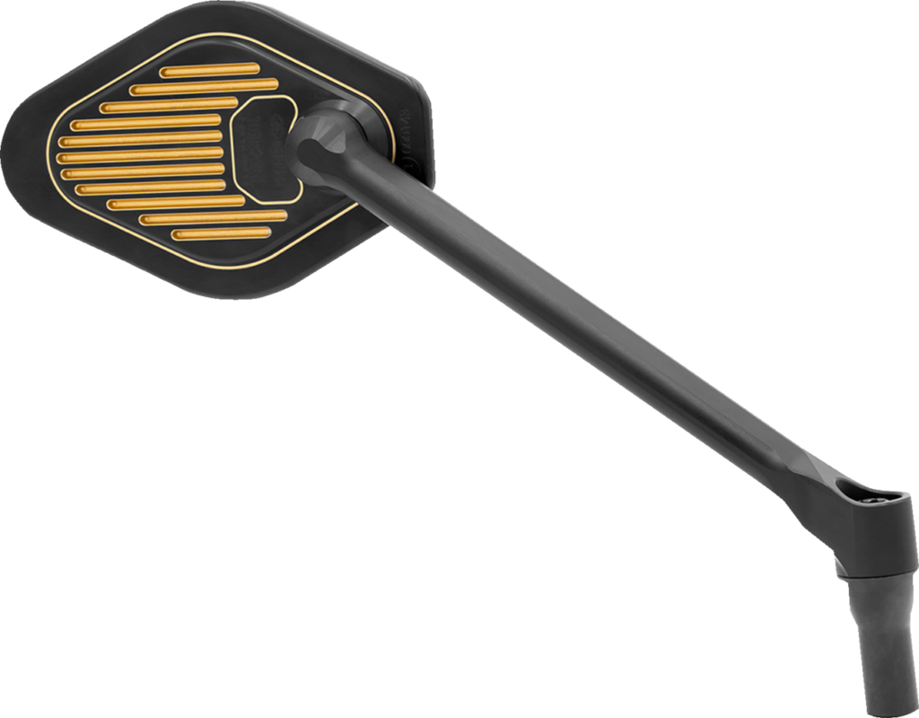 Drag Specialties Mirror - Adjustable - Diamond - Black/Gold - Long Stem - Right