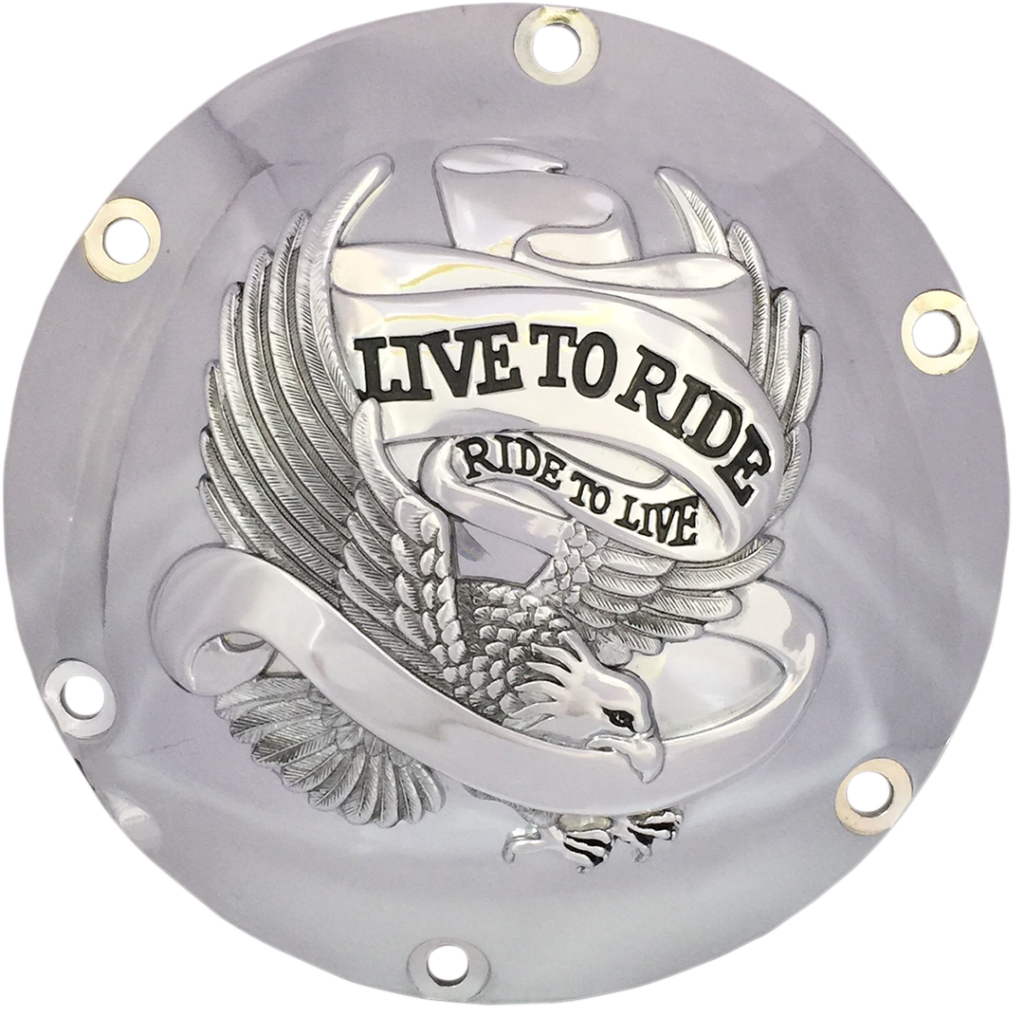 Drag Specialties Derby Cover - Live to Ride - 6-Hole - Chrome - '04-'22 Sportster