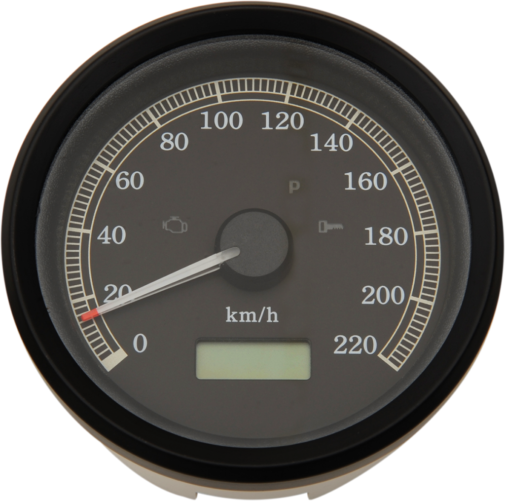 Drag Specialties 3-3/8" KPH Programmable Electronic Speedometer - Black Bezel - Black Face