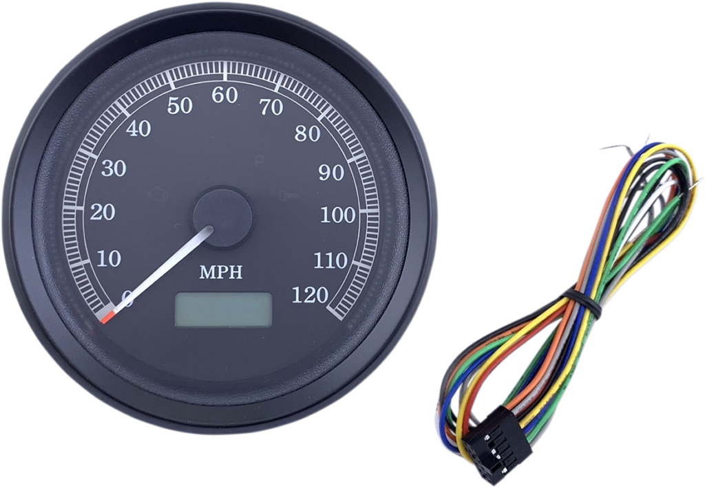 Drag Specialties Universal 3-3/8" Programmable Electronic Speedometer - MPH - Black Face - Black Bezel