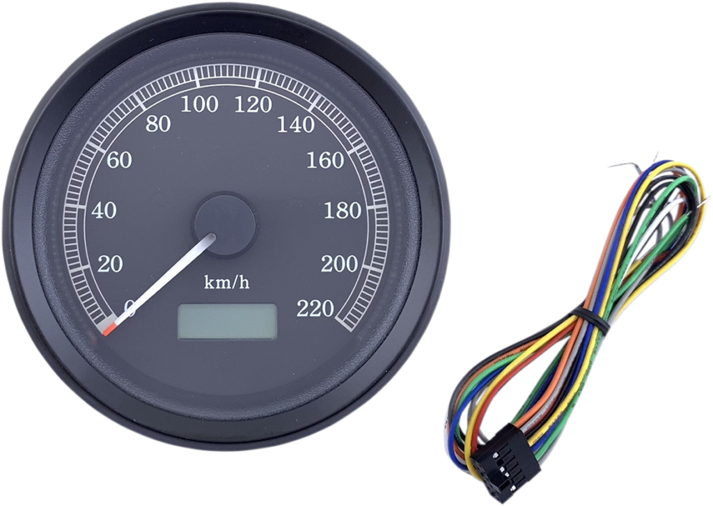 Drag Specialties Universal 3-3/8" Programmable Electronic Speedometer - KPH - Black Face - Black Bezel