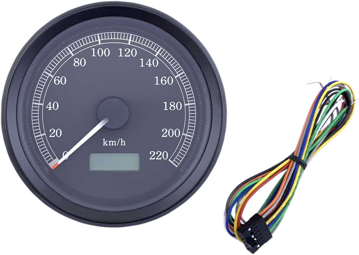 Drag Specialties Universal 3-3/8" Programmable Electronic Speedometer - KPH - Black Face - Black Bezel
