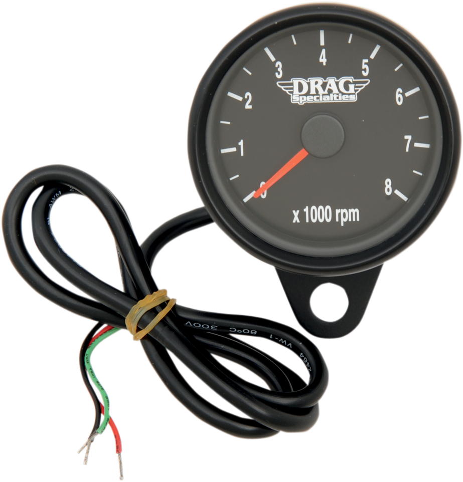 Drag Specialties Mini Electronic Tachometer - Black - Backlit LED Black Face - 2.4"