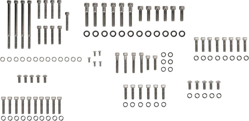 Drag Specialties Bolt Kit - Complete Motor - Knurled/Socket-Head - Black/Chrome - '07-'17 Softail/Dyna