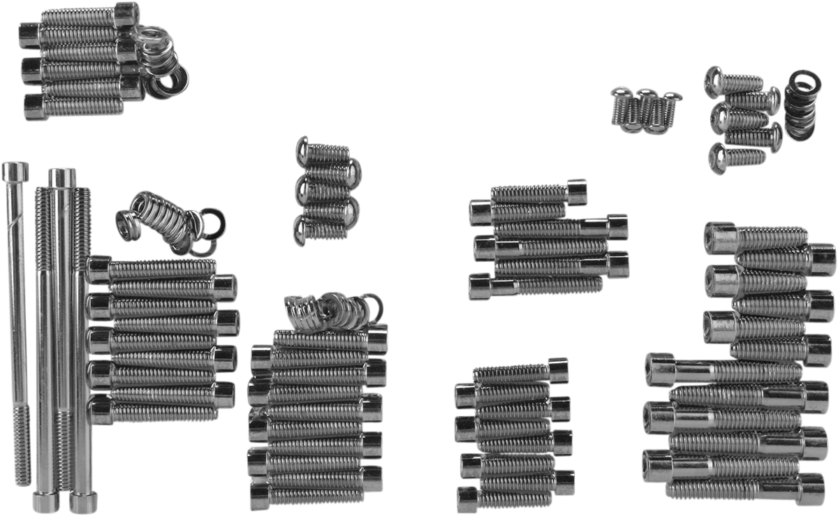 Drag Specialties Bolt Kit - Complete Motor - Smooth/Socket-Head - Black/Chrome - '07-'17 Softail/Dyna