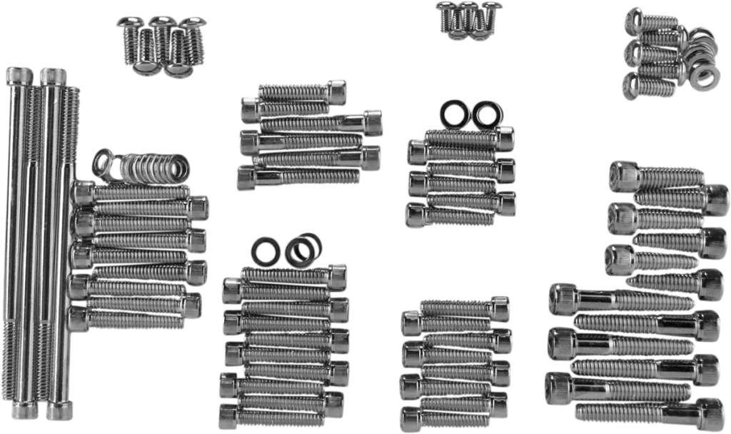 Drag Specialties Bolt Kit - Complete Motor - Knurled/Socket-Head - Black/Chrome - '07-'16 Touring