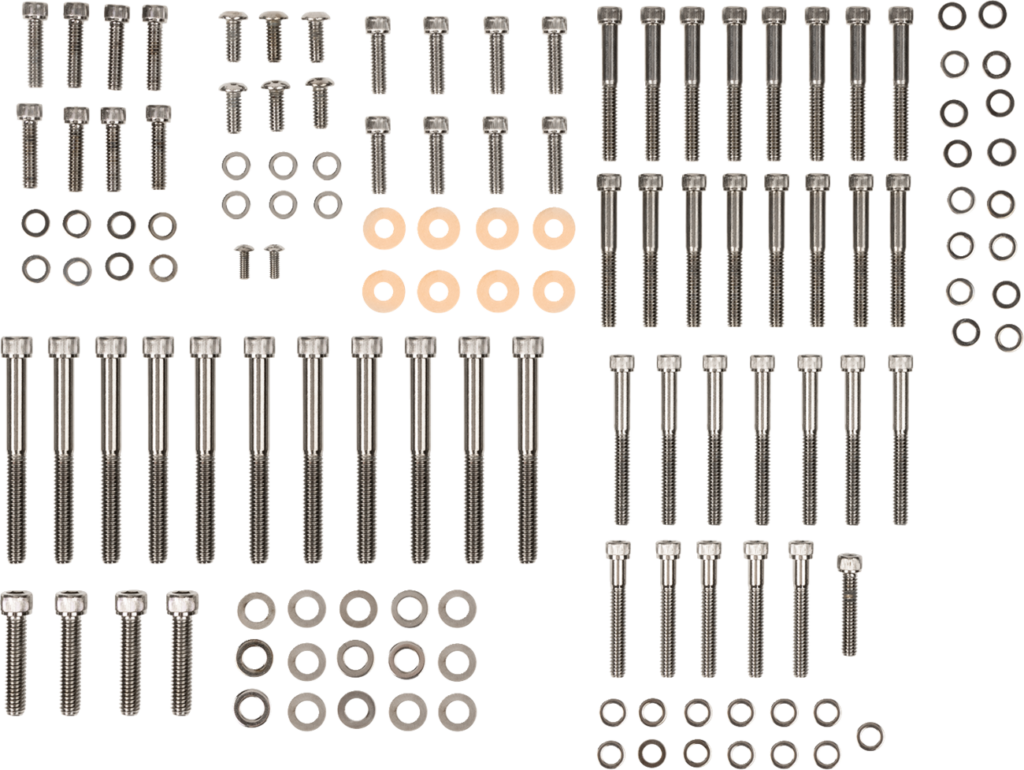 Drag Specialties Bolt Kit - Complete Motor - Knurled/Socket-Head - Black/Chrome - '04-'21 Sportster