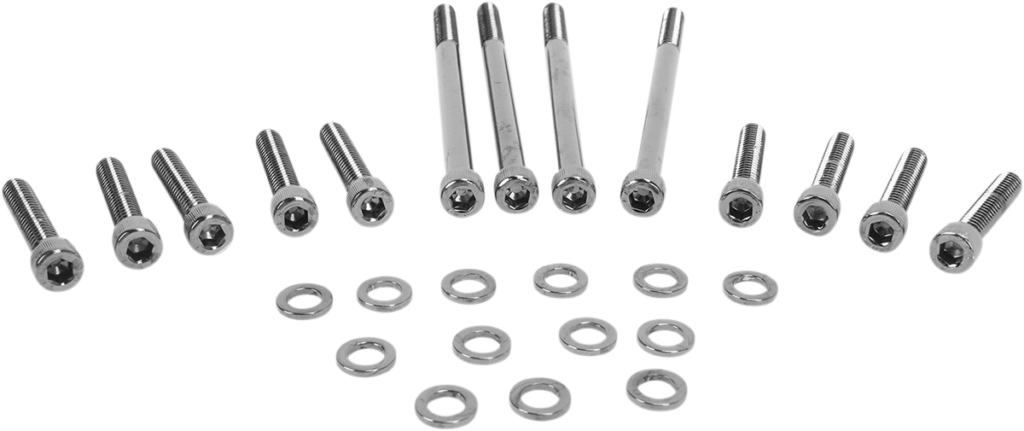 Drag Specialties Bolt Kit - Primary Cover - Knurled - Black/Chrome - '07-'17 Softail/Dyna