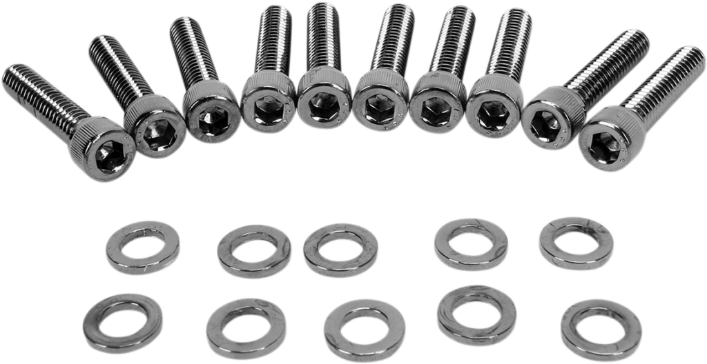 Drag Specialties Bolt Kit - Cam Cover - Knurled - Black/Chrome - '99-'17 Twin Cam
