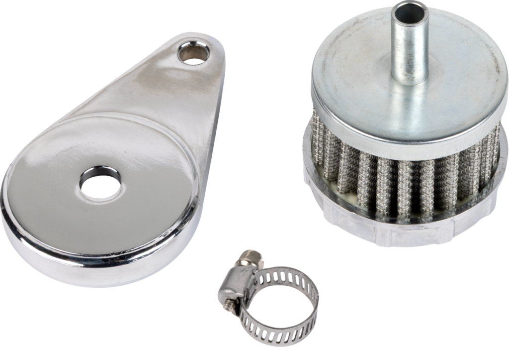 EMGO Assembly Mounting Base - Crankcase Vent Filter - Chrome
