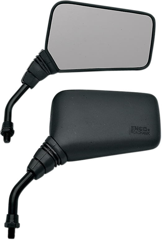 EMGO Mirror - Roadhawk - Side View - Rectangle - Short - M10 x 1.25 | M10 x 1.25 (Left Hand) - Black