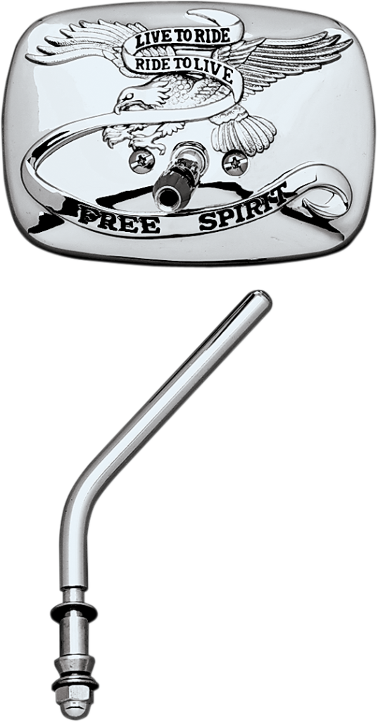 EMGO Mirror - "Live to Ride" - Side View - Rectangle - Chrome - Left